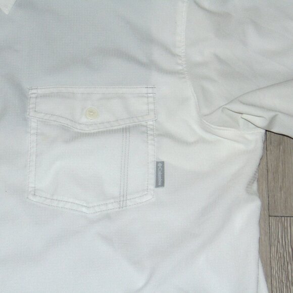 Columbia Mens Short Sleeve Fishing Hiking Shirt XL White Nylon PFG Omni Shade - Picture 3 of 7